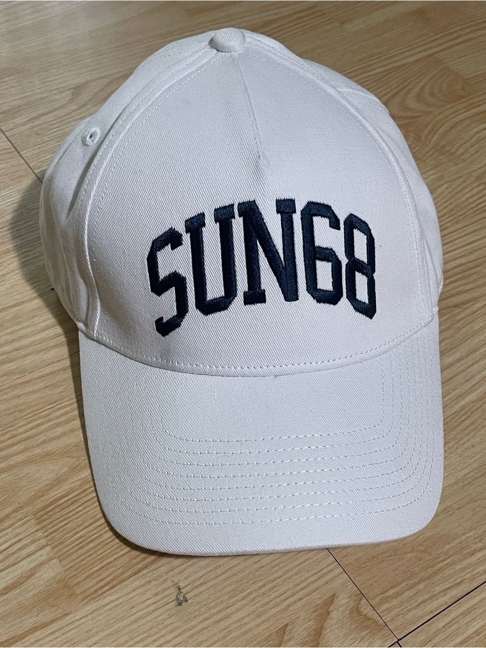 Sun 68 White Baseball Cap with Navy Embroidered Logo